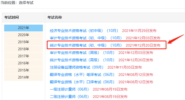 2021年统计师考试成绩查询入口