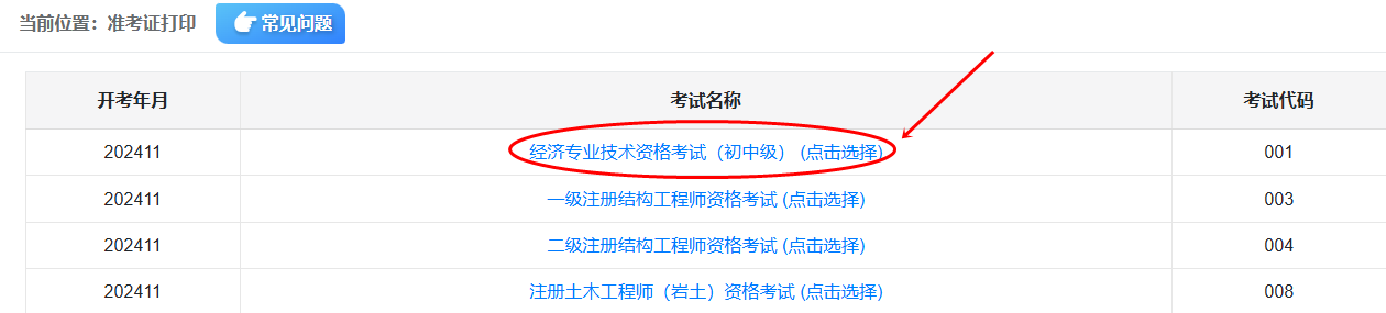 初中级经济师准考证打印